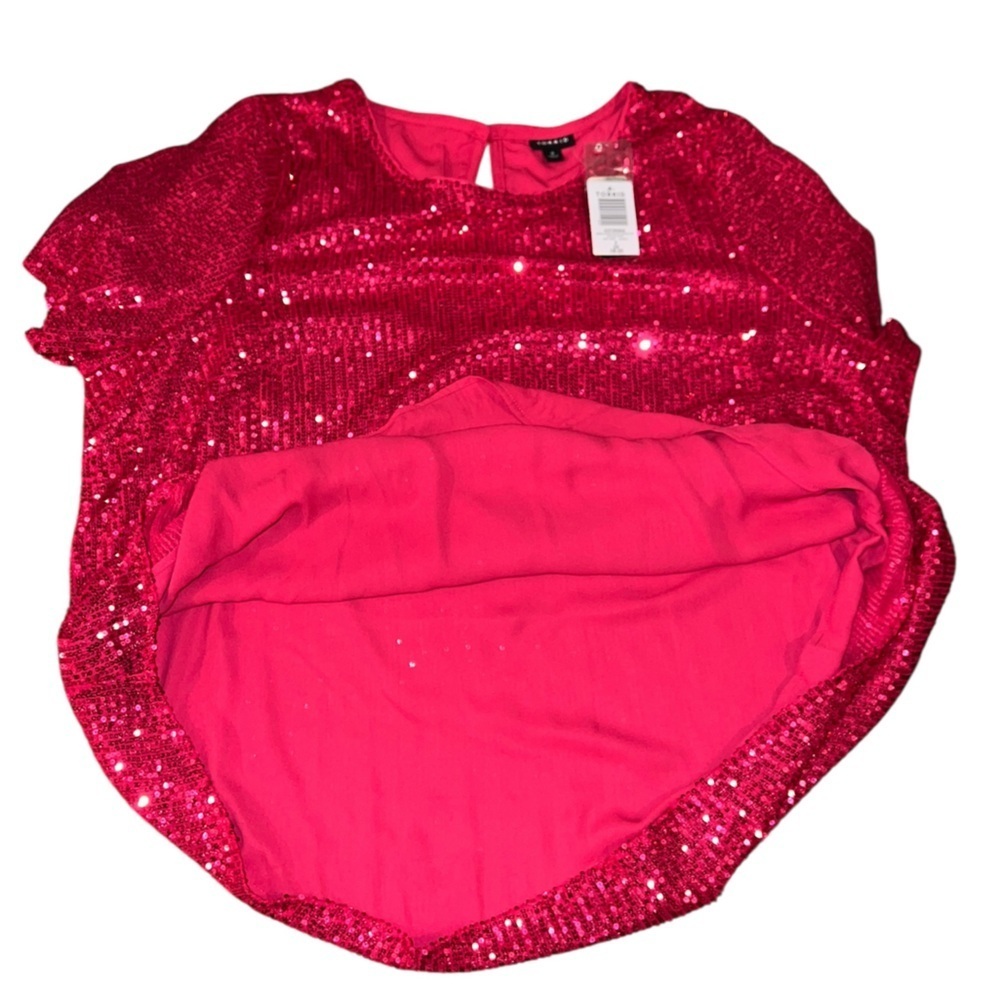 NWT Torrid Magenta Pink Sequin Abbey Short Sleeve Top Size 2 - Picture 5 of 10